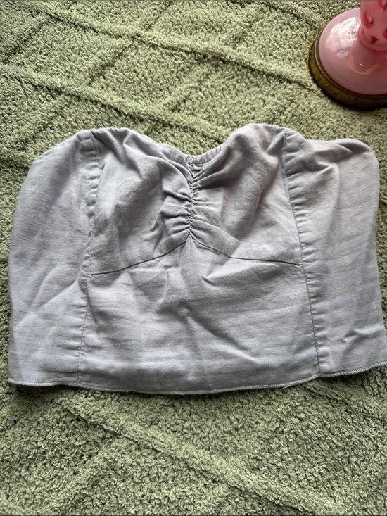 Brandy Melville Tops - Brandy Melville Light Lavender Ruched Strapless Tank Top